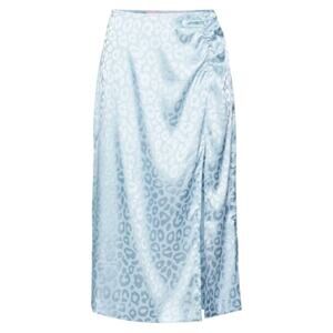 ASOS Something New Mia Leopard Print Side Slit Satin Skirt Blue Medium NWOT $59